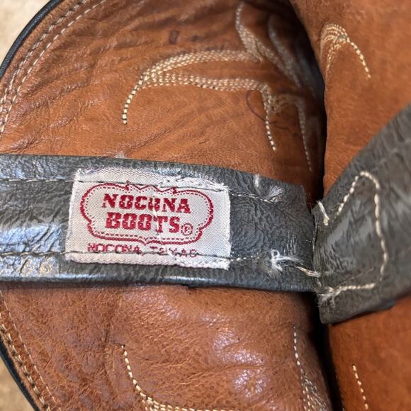 Nocona 43511 Gray Leather Cowboy Boots Men's 10.5 D Vintage Western USA Made - Picture 4 of 11